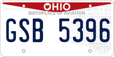 OH license plate GSB5396