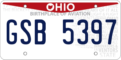 OH license plate GSB5397