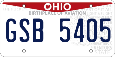 OH license plate GSB5405