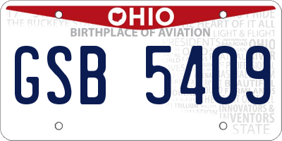 OH license plate GSB5409