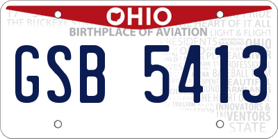 OH license plate GSB5413