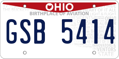 OH license plate GSB5414