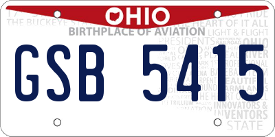 OH license plate GSB5415