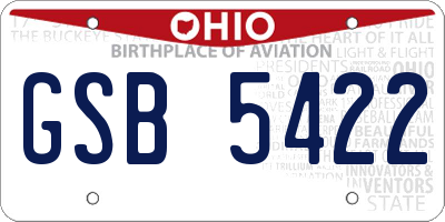 OH license plate GSB5422