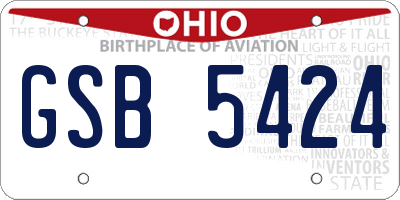 OH license plate GSB5424