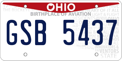 OH license plate GSB5437