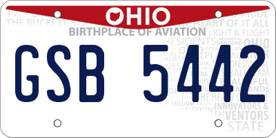 OH license plate GSB5442