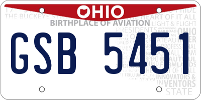 OH license plate GSB5451