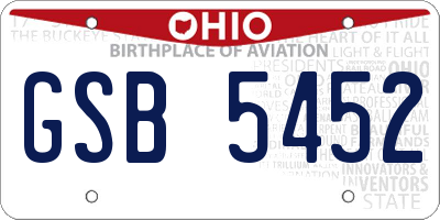 OH license plate GSB5452