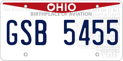 OH license plate GSB5455