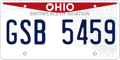 OH license plate GSB5459