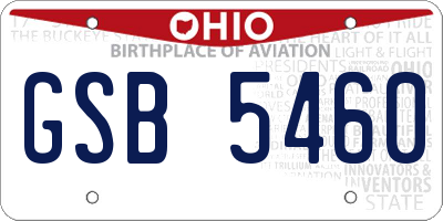 OH license plate GSB5460