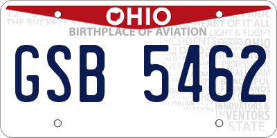 OH license plate GSB5462