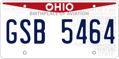 OH license plate GSB5464