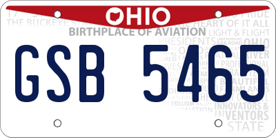 OH license plate GSB5465