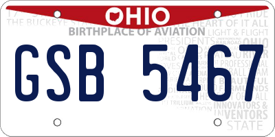OH license plate GSB5467