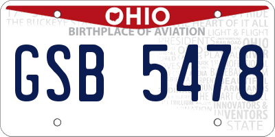OH license plate GSB5478