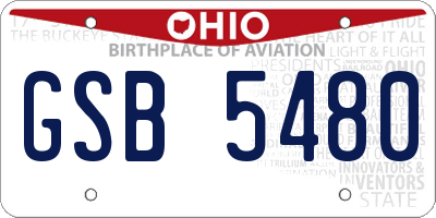 OH license plate GSB5480