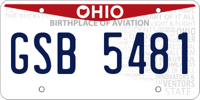 OH license plate GSB5481
