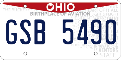 OH license plate GSB5490