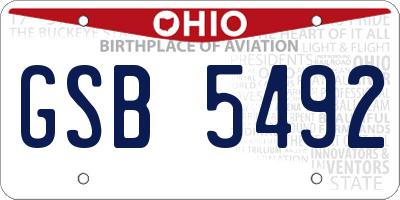 OH license plate GSB5492