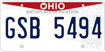 OH license plate GSB5494