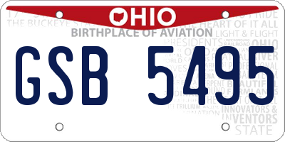 OH license plate GSB5495