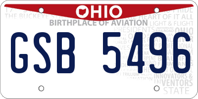 OH license plate GSB5496