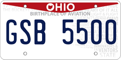 OH license plate GSB5500