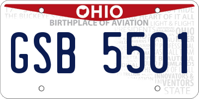 OH license plate GSB5501