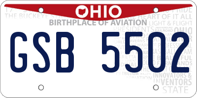 OH license plate GSB5502