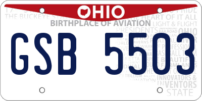 OH license plate GSB5503