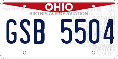 OH license plate GSB5504