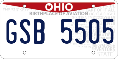 OH license plate GSB5505