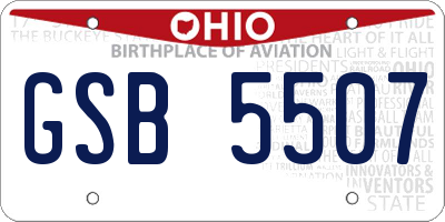 OH license plate GSB5507