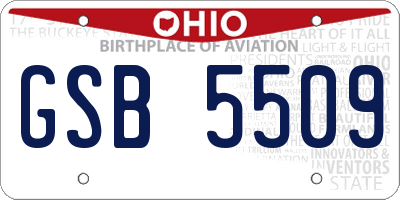 OH license plate GSB5509