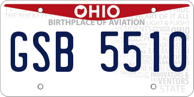 OH license plate GSB5510