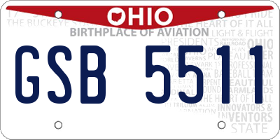 OH license plate GSB5511