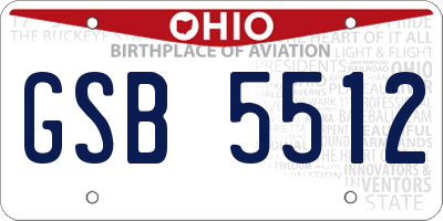 OH license plate GSB5512