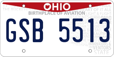 OH license plate GSB5513