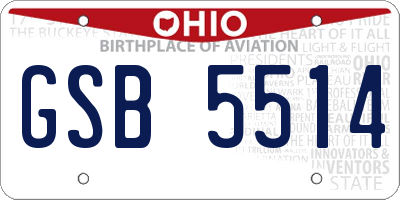 OH license plate GSB5514