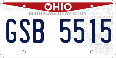 OH license plate GSB5515