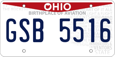 OH license plate GSB5516