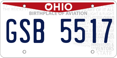 OH license plate GSB5517