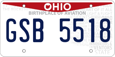 OH license plate GSB5518