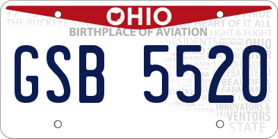 OH license plate GSB5520