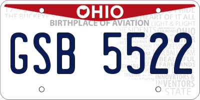 OH license plate GSB5522