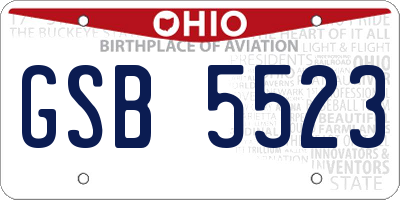 OH license plate GSB5523