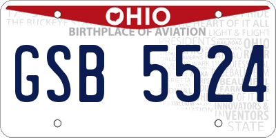 OH license plate GSB5524