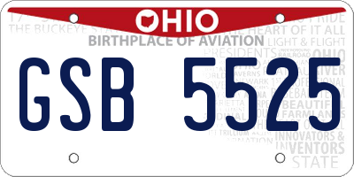 OH license plate GSB5525